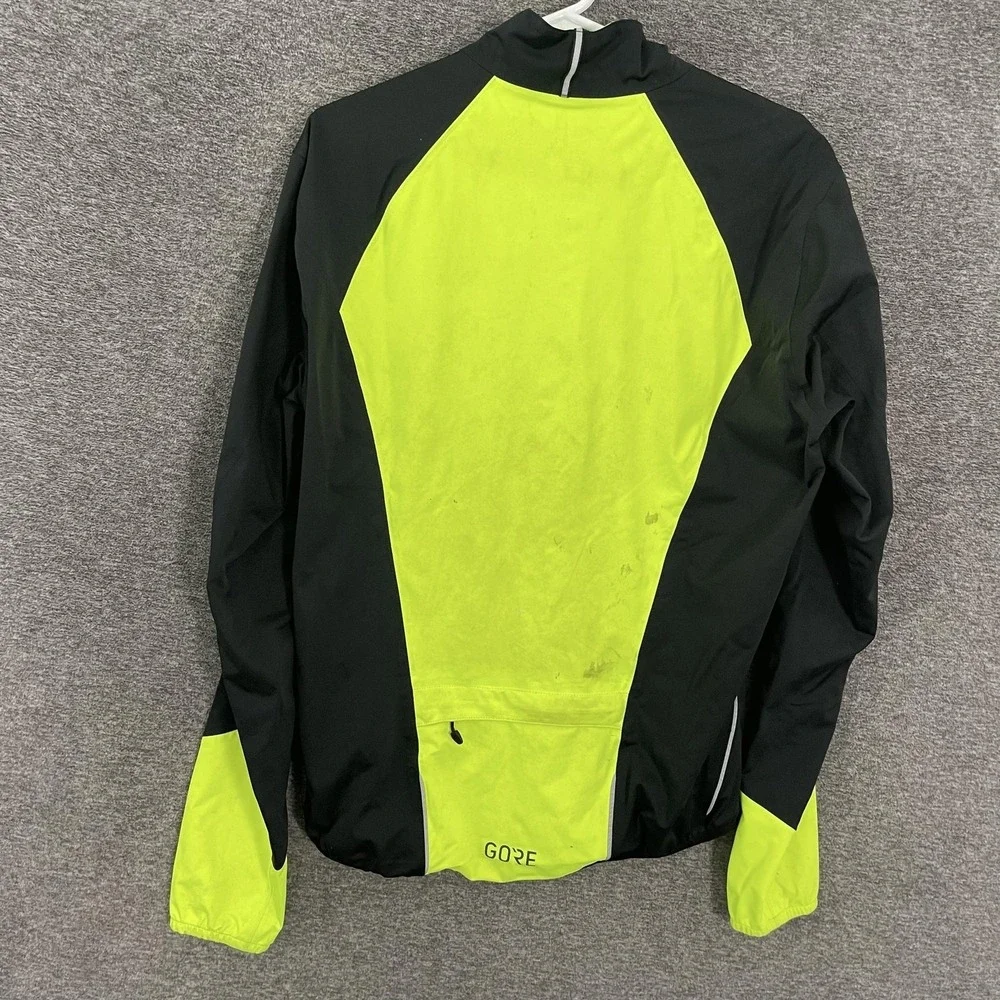 Gore Jacket Mens Medium Black Yellow GORE-TEX Cycling Waterproof Windbreaker